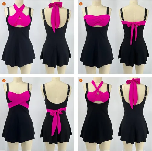 Vista 8 de SuperPrity trajes de baño de dos piezas para mujer, prenda superior con volantes, prenda inferior con cintura alta