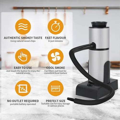 Vista 5 de Infusor de humo, pistola ahumadora de cóctel para cocinar bebidas antiguas, kit de ahumador de cóctel, infusor portátil de whisky bourbon