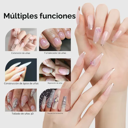 Vista 3 de Makartt Kit de construcción de gel transparente: geles duros de extensión autonivelantes y de larga duración para fortalecedor, kit de gel de Kit