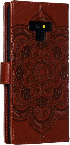 Vista 3 de LEECOCO - Funda para Galaxy Note 9 con diseño de mandala en relieve de piel sintética con tapa para cuaderno, estilo libro, soporte magnético, LD