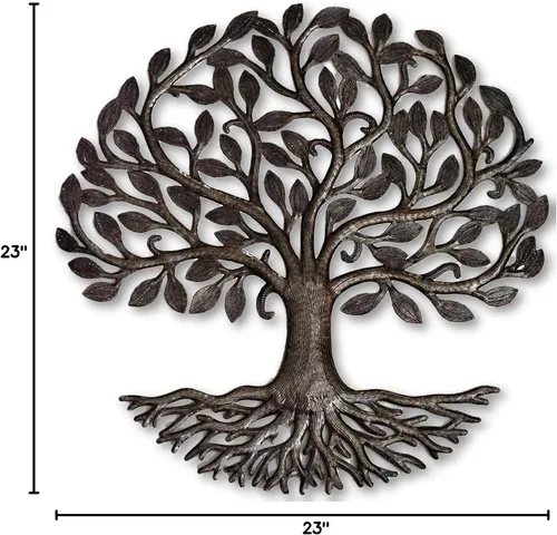 Vista 8 de it's cactus - metal art haiti Decoración del hogar Árbol de la vida con raíces, placas para colgar en la pared para interiores y exteriores