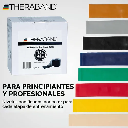 Vista 7 de THERABAND Banda de resistencia, rollo de 50 yardas, banda elástica de látex para ejercicio, estiramiento, terapia física, yoga, pilates
