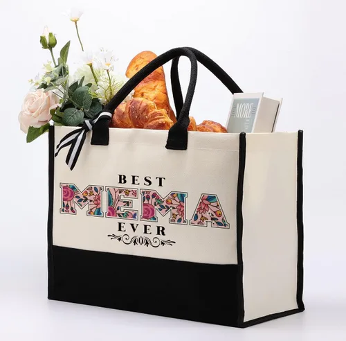 Vista 4 de Gkwa Canvas Tote Bag for Gifting, Women Cotton Canvas Bag, Reusable Shopping Bag