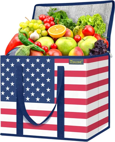 Vista 41 de BALEINE 1 paquete de bolsas reutilizables para comestibles, bolsas de compras plegables para comestibles con parte inferior reforzada y asas Follaje