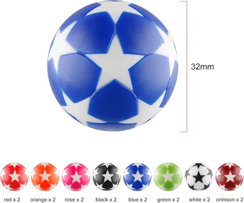 Vista 2 de BQSPT - Pelotas de futbolín de 1.28 pulgadas (1.260 in), pelotas de fútbol de repuesto, 16 unidades, futbolín multicolor, oficial, mini pelota