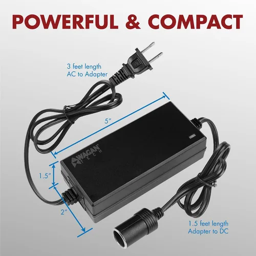 Vista 2 de Wagan EL9903 Adaptador de corriente de CA a CC 5A 60W Convertidor de potencia 110V CA a 12V CC Adaptador de enchufe de encendedor de cigarrillos