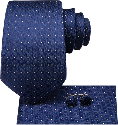 Vista 109 de Hi-Tie Corbata clásica de cachemira para hombre con pañuelo y gemelos a cuadros