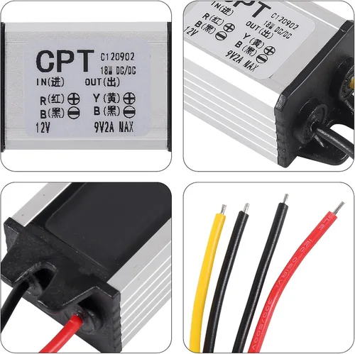 Vista 3 de Convertidor Buck de 12 V a 9 V 2 A, convertidor de potencia para automóvil, regulador de voltaje reductor de corriente CC, módulo de fuente