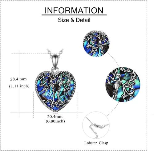 Vista 120 de ONEFINITY Collar de plata de ley 925 con diseño de árbol de la vida con colgante de nudo celta de concha de abulón para mujer