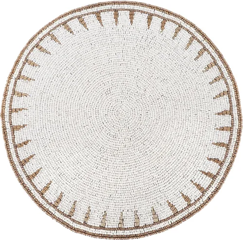 Vista 10 de Manteles individuales de 13 pulgadas con cuentas redondas para mesa de comedor - Manteles decorativos con cuentas de vidrio y respaldo de algodón