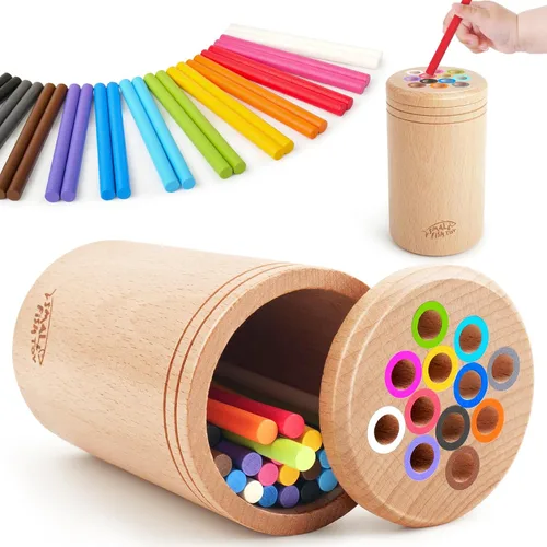 Vista 8 de Juguetes Montessori para niños de 1 a 3 años: Juguetes de aprendizaje de madera para clasificar colores para niños pequeños de 1, 2 y 3 años