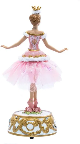 Vista 3 de Kurt Adler T2274 - Figura de bailarina rosa de 10 pulgadas con base musical