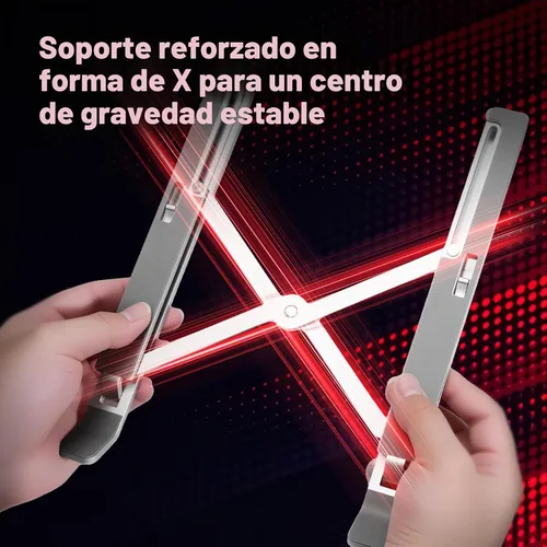 Vista 3 de FIREBAT Soporte para computadora portátil para escritorio, elevador ergonómico ajustable de 6 ángulos, portátil de aluminio plegable, soporte