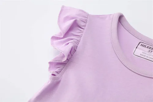 Vista 5 de HILEELANG Vestidos de manga corta para niñas pequeñas