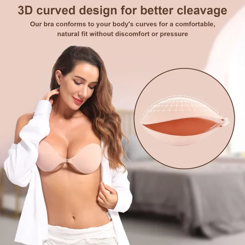 Vista 3 de Awant Sujetador adhesivo sin tirantes Invisible Sticky Boobs Sujetador adhesivo de silicona Sujetador sin espalda Pushup Lift Bra