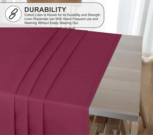 Vista 7 de RUVANTI Paño de Mesa Rectángulo de Lino de Algodón 84x60 Pulgadas, Borde Clásico, Resistente a Manchas, Paño de Mesa Lavable Perfecto para Cubrir
