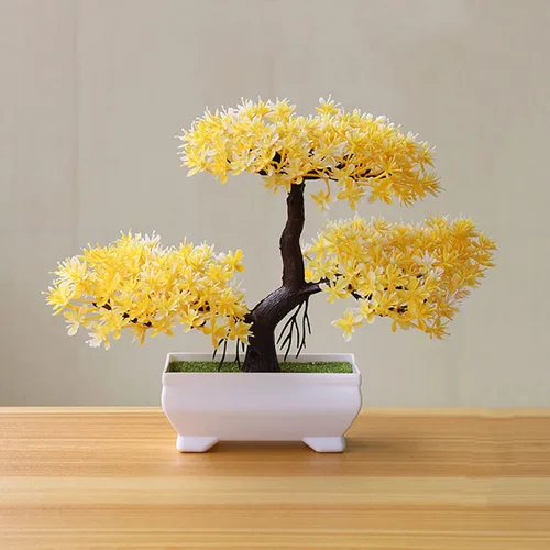 Vista 8 de Árbol bonsái artificial simulación planta en maceta oficina sala de estar decoración del hogar verde