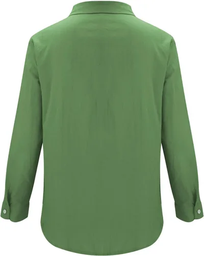 Vista 3 de Camisa de algodón y lino para hombre, manga larga, cuello liso, con botones, camiseta casual para playa y verano AG