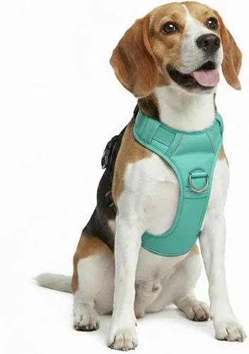 Vista 15 de Arnés sin tirones para perro, con 2 clips para correa, chaleco Oxford reflectante ajustable para mascotas con asa de fácil control para perros Negro