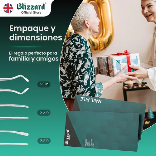Vista 8 de Blizzard Juego de pedicura de lima negra de alta calidad, kit de 3 piezas de uñas encarnadas, limpiador de uñas de doble cara, lima de uñas