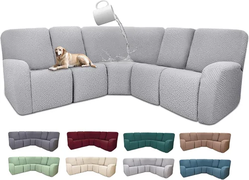 Vista 86 de Fundas de sofá reclinable seccional 100% impermeables para sofá reclinable en forma de L, funda de sofá modular de esquina en forma de L, fundas