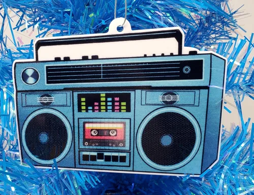 Vista 2 de Adorno navideño Hip Hop Boombox de los años 80 (B3)