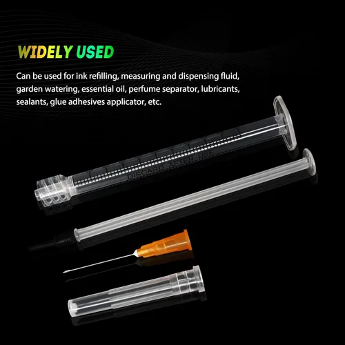 Vista 7 de Jeringa de 1ml/cc con aguja Luer Lock de calibre 25 de 1 pulgada, jeringas de muestra desechables de laboratorio, paquete de 20 Paquete sellado