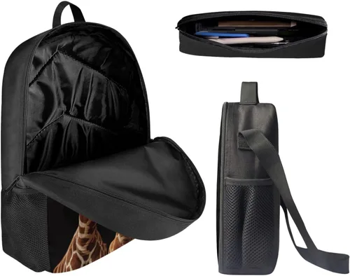 Vista 61 de HUGS IDEA Juego de 3 bolsas escolares con aislamiento térmico para el almuerzo, estuche para lápices