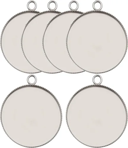 Vista 13 de 50 piezas ajustadas para bandejas colgantes de cabujón con bisel redondo en blanco de acero inoxidable de 10 mm para joyería (10161-10mm-50pcs)