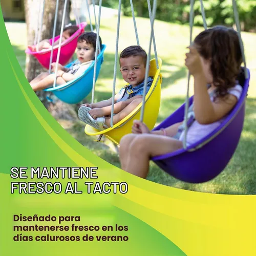 Vista 5 de Swurfer Columpio de coco para niños pequeños, cómodo columpio para bebé al aire libre, arnés de seguridad ajustable de 3 puntos, sistema de bloqueo