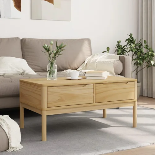 Vista 3 de Mesa de centro de cera floro marrón 39 x 21.9 x 17.7 pulgadas, madera de pino maciza, mesas auxiliares mesa de centro para sala de estar, balcón