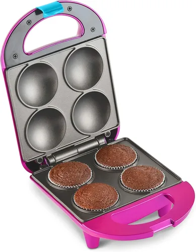 Vista 2 de Disney Minnie Mouse Mini máquina para hacer cupcakes con forros de Select Brands - Electrodoméstico para horneado conveniente - Pequeño aparato