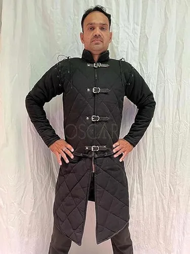 Vista 2 de Disfraz medieval de Gambeson de algodón acolchado grueso con armadura vikinga con manga larga