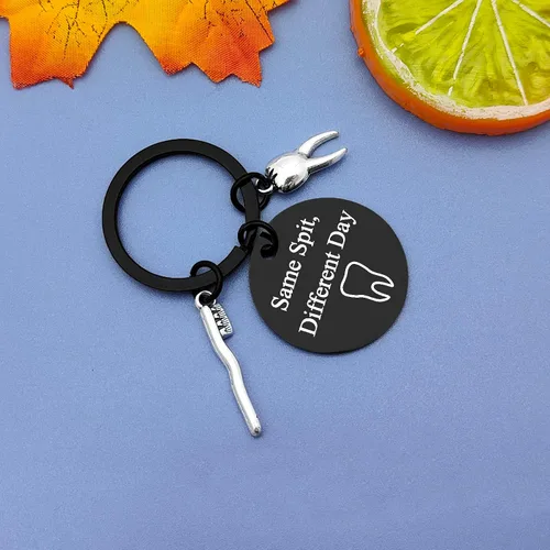 Vista 4 de Regalos para dentistas para mujeres, higienista dental, regalos para estudiantes, regalo de asistente dental, divertido llavero de dentista, regalos