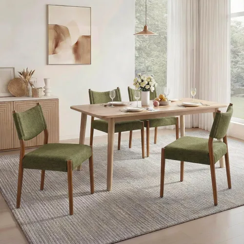Vista 16 de KISLOT Juego de 4 sillas de comedor, sillas ergonómicas tapizadas de madera Sillas de comedor modernas de mediados de siglo, sillas ergonómicas