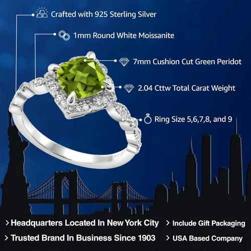 Vista 31 de Gem Stone King Anillo de compromiso solitario de moissanita blanca con piedra natal de corte cojín de 0.276 in para mujer, plata de ley 925