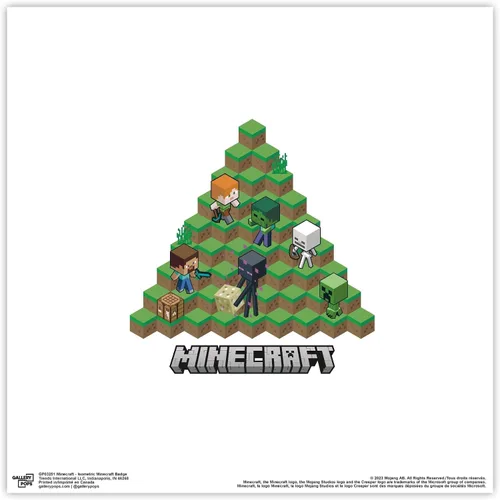 Vista 9 de Trends International Gallery Pops Minecraft - Arte de pared isométrico con insignia de Minecraft, versión enmarcada negra, 12 x 12 pulgadas