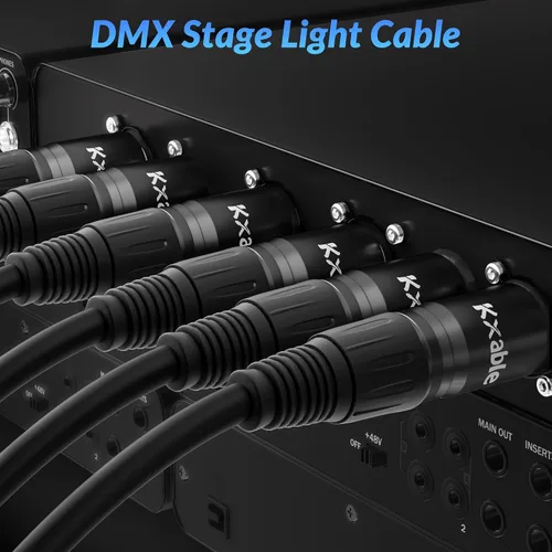 Vista 6 de Cable DMX de 5 pines de 4 pies (paquete de 2), DMX512 XLR de 5 pines macho a hembra, señal premium para iluminación de escenario, controlador