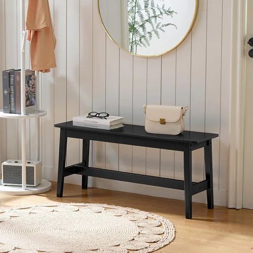 Vista 9 de HOOBRO Banco de comedor de bambú de 39.3 pulgadas, banco de mesa de cocina de granja, muebles de cocina y sala de estar, fácil de montar, resistente