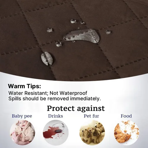 Vista 77 de H.VERSAILTEX Funda de sofá resistente al agua para sofá de 3 cojines, reversible, protector de muebles acolchado con correa elástica, funda de sofá