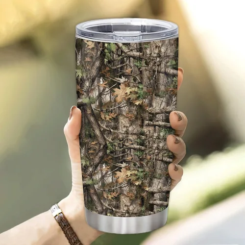 Vista 3 de Hyturtle Regalos de Caza Personalizados Para Hombres - Vaso Térmico de Caza de Camuflaje de 20 Oz Taza de Café de Viaje de Acero Inoxidable - Regalo