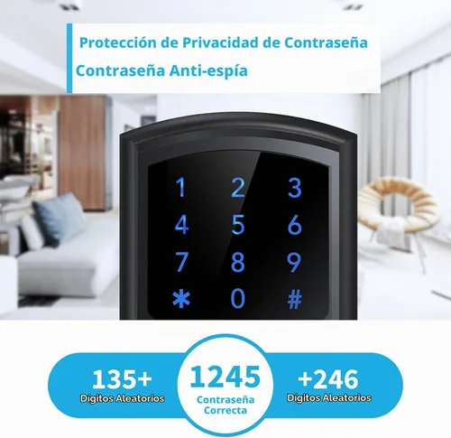 Vista 6 de Signstek Cerradura de puerta de entrada sin llave con asa, perilla de puerta de teclado digital, cerradura electrónica inteligente con código
