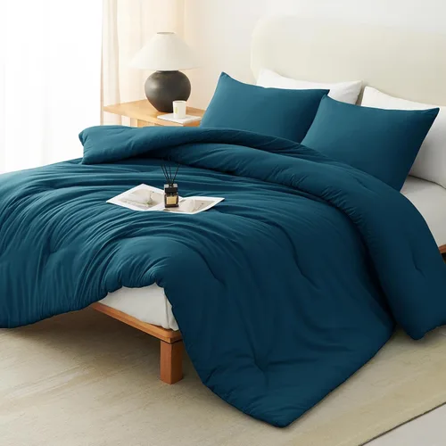 Vista 47 de CozyLux - Juego de edredón beige tamaño individual/individual XL, 2 piezas de juego de cama extra largo sólido transpirable acolchado, juego de cama