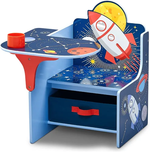 Vista 15 de Escritorio con silla Baby Shark con compartimento de almacenamiento - Ideal para artes y manualidades, hora de merienda, educación en casa, tareas