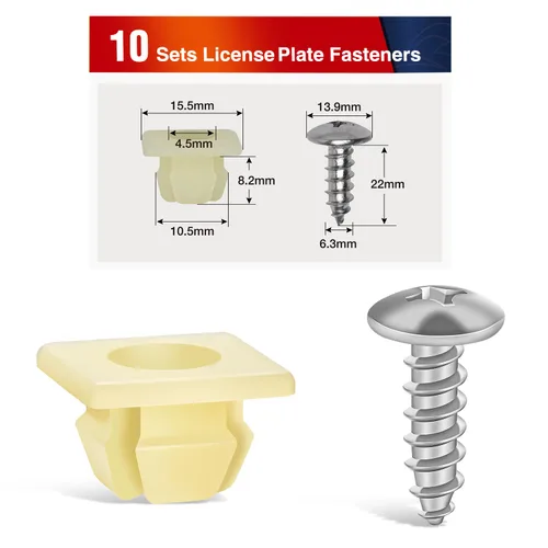 Vista 2 de Nilight Kit de tornillos para matrícula, tornillos de acero inoxidable con tuercas de nailon para sujetar placas delanteras y traseras