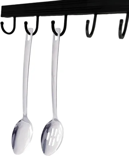 Vista 2 de Cuchara de servir de acero inoxidable de mango largo de 14.5 pulgadas, cucharas ranuradas, cuchara de cocina, cuchara de cocina (juego de 2)