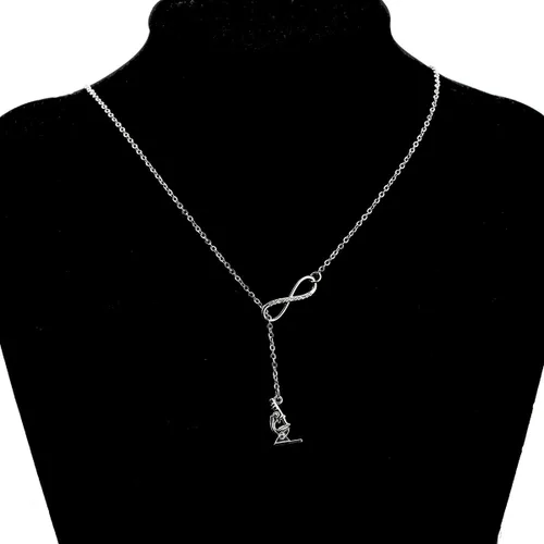 Vista 2 de FUTOP Science Gift Biologist Science Jewelry - Collar con microscopio de ADN y Lariat y regalo para científicos, químicos