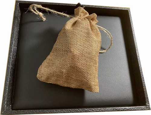 Vista 6 de N'icePackaging - Bandeja de dados acolchada negra de lujo con bolsa de dados de viaje de arpillera marrón - para juegos de rol/mesa/D&D 5e / rodar