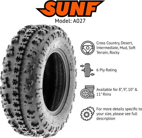 Vista 4 de SunF - Juego de 4 neumáticos de repuesto de 6 pliegues para bicicleta de carrera, todoterreno, cuatrimoto, cuatriciclo, 22 x 7-10 y 22 x 10-10, sin