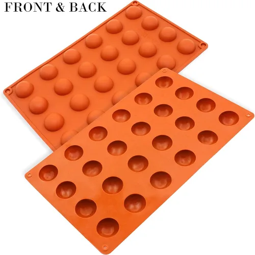 Vista 6 de FUNSHOWCASE Mini molde de silicona para caramelo de chocolate con cúpula hemisferio, 2 unidades, 24 cavitas